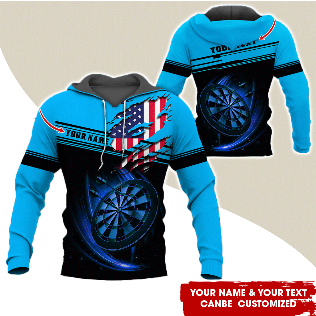 Personalized American Flag Darts Premium Hoodie ,Customized Name & Text Darts Premium Hoodie, Perfect Gift For Darts Lovers, Darts Player