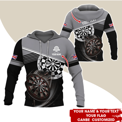 Customized Name & Text Darts Premium Hoodie, Custom Your Flag Hoodie, Perfect Gift For Darts Lovers, Friend, Family