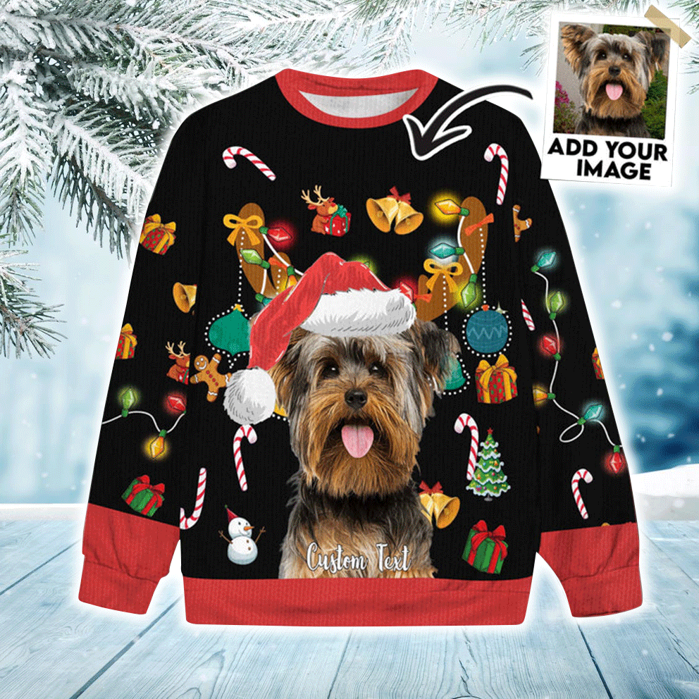 Custom Pet Sweater - Personalized Pet Photo Ugly Sweater, Funny Sweater Jingle Bells Black Color, Custom Sweater For Dog Lovers, Friend, Family