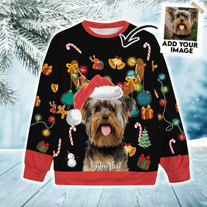 Custom Pet Sweater - Personalized Pet Photo Ugly Sweater, Funny Sweater Jingle Bells Black Color, Custom Sweater For Dog Lovers, Friend, Family