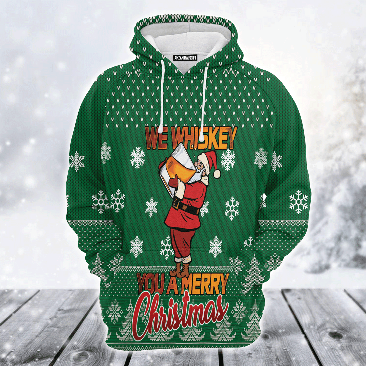 Sata & Whiskey Premium Christmas Hoodie, We Whiskey You A Merry Christmas Unisex Hoodie For Men & Women - Perfect Gift For Christmas, Whiskey Lover