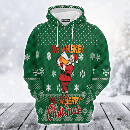 Sata & Whiskey Premium Christmas Hoodie, We Whiskey You A Merry Christmas Unisex Hoodie For Men & Women - Perfect Gift For Christmas, Whiskey Lover