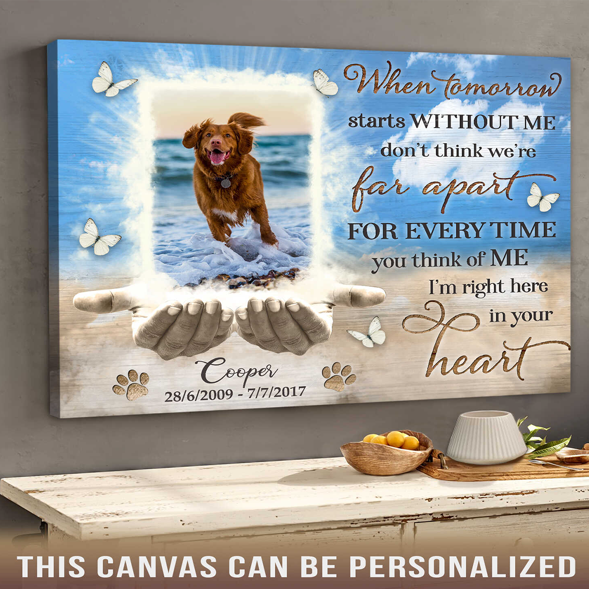 Personalized Dog Landscape Canvas, Custom Dog Photo Memorial Gift Remembrance Gift For Loss Of Dog Canvas, Perfect Gift For Dog Lovers, Friends, Family