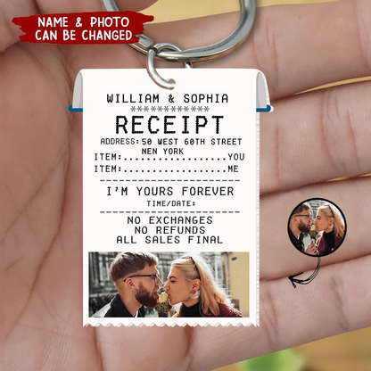Personalized Couple Acrylic Keychain - Funny Couple Custom Photo Receipt Acrylic Keychain - Perfect Valentine Gift For Couple