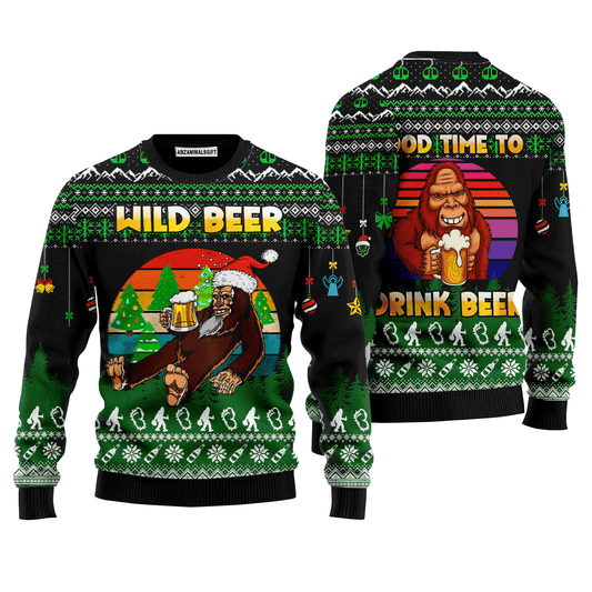 Bigfoot Sweater Wild Beer, Ugly Sweater For Men & Women, Perfect Outfit For Christmas New Year Autumn Winter