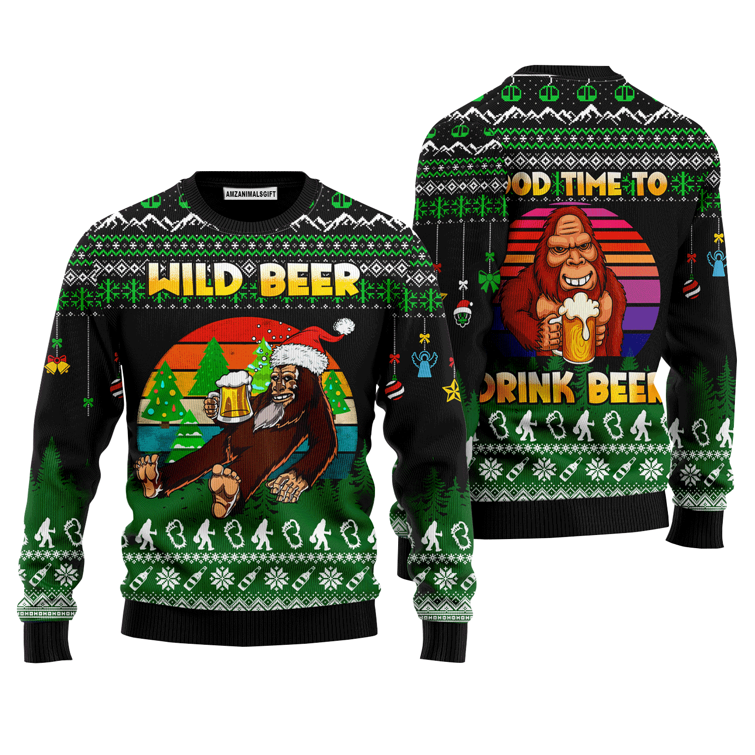 Bigfoot Sweater Wild Beer, Ugly Sweater For Men & Women, Perfect Outfit For Christmas New Year Autumn Winter