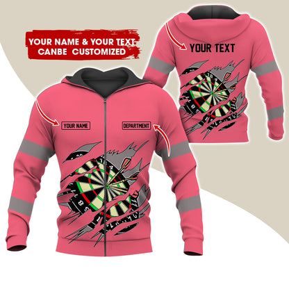 Customized Name & Text Darts Premium Zip Hoodie, Personalized Name & Text Dartboard Zip Hoodie For Men & Women - Gift For Darts Lovers, Darts Players