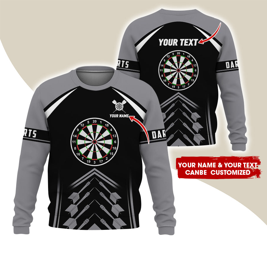 Customized Name & Text Darts Sweatshirt, Personalized Dartboard Uniform Sweatshirt For Men & Women - Gift For Darts Lovers, Darts Players
