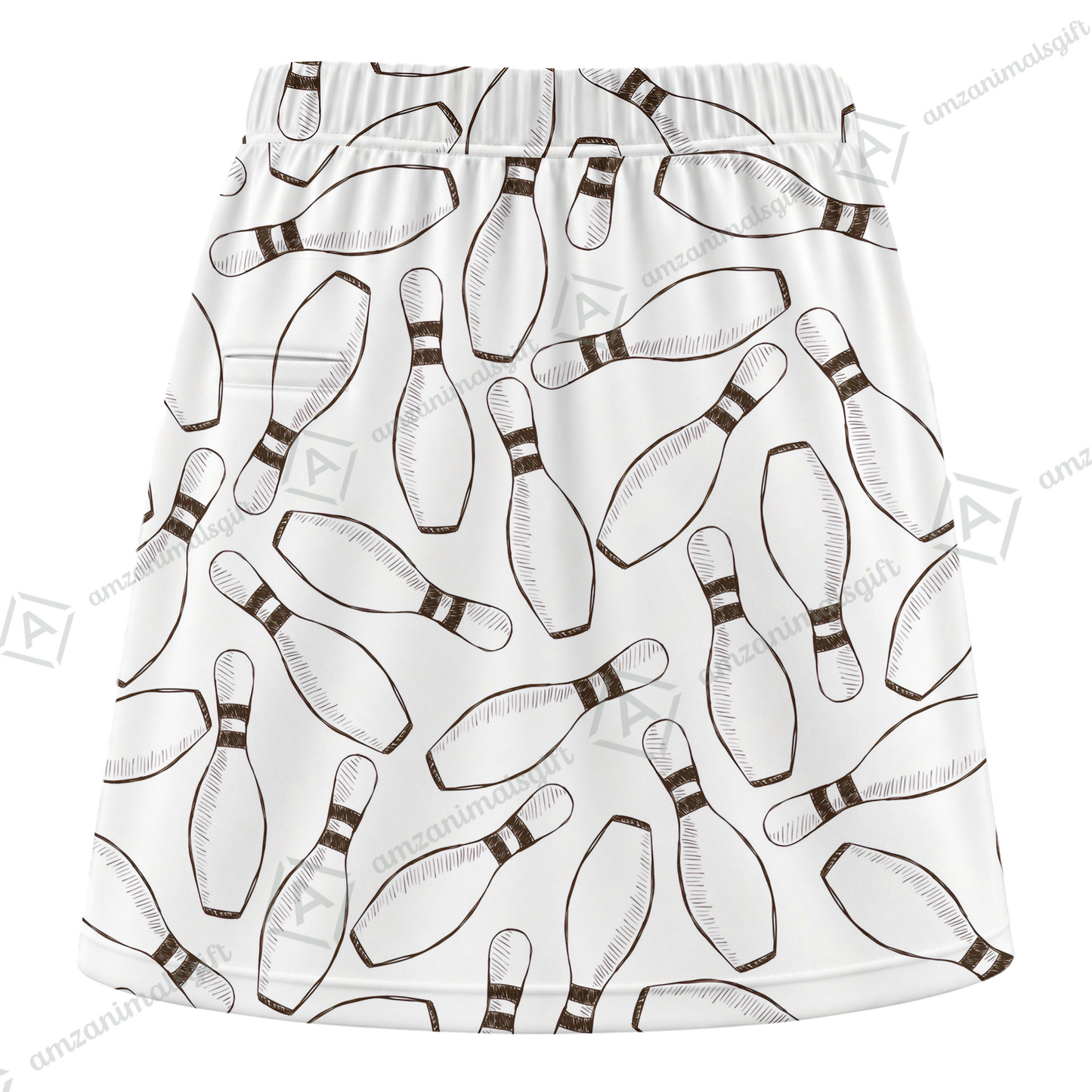Customized Bowling Trouser Skirts With Shorts Underneath, Bowling Pencil Sketch Pins With Pockets