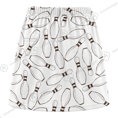 Customized Bowling Trouser Skirts With Shorts Underneath, Bowling Pencil Sketch Pins With Pockets