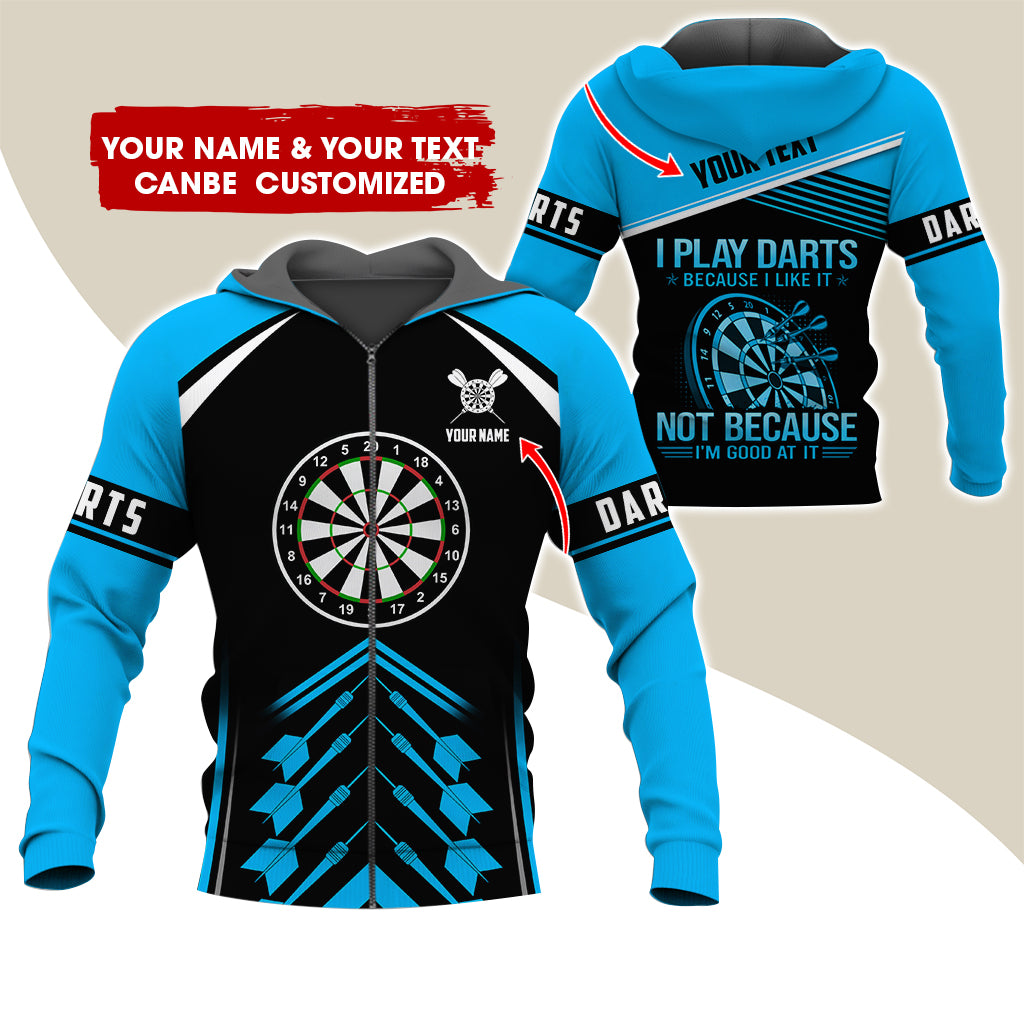 Customized Name Darts Premium Zip Hoodie, Personalized I Play Darts Zip Hoodie For Men & Women - Gift For Darts Lovers, Darts Players