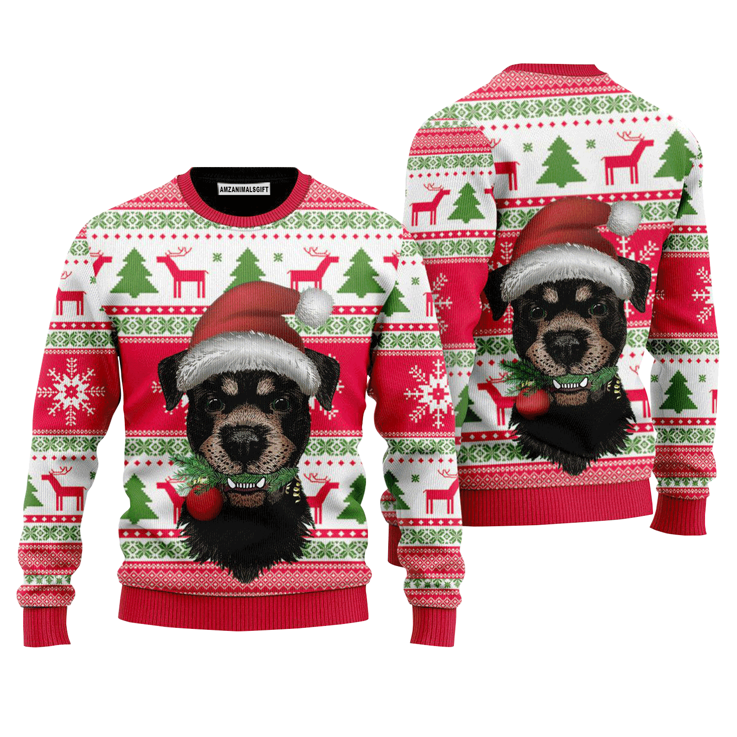 Dog Santas Hat Holiday Sweater, Ugly Sweater For Men & Women, Perfect Outfit For Christmas New Year Autumn Winter