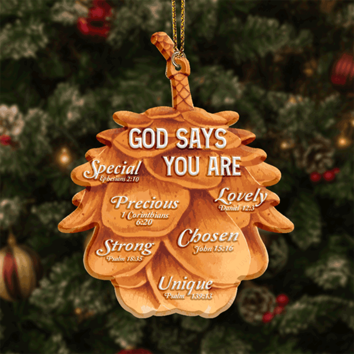 Jesus Acrylic Ornament, Dry Pinecone God Says You Are Acrylic Ornament For Christian, God Faith Believers, Holiday Decor