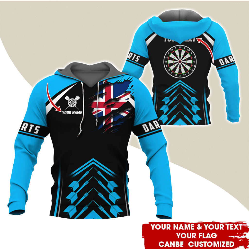 Customized Name & Text Darts Premium Hoodie, Personalized National flag Darts Hoodie, Perfect Gift For Darts Lovers, Darts Player