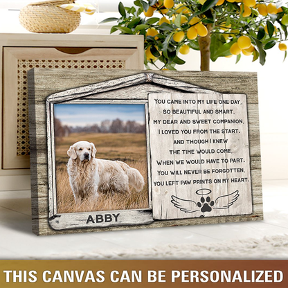 Personalized Dog Landscape Canvas, Wood Window Pawprints Canvas, Custom Photo Loss Of Pet Sympathy Gift Canvas, Perfect Gift For Dog Lovers, Friends, Family