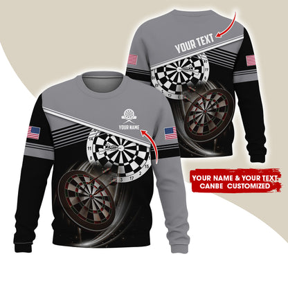 Customized Name & Text Darts Sweatshirt, Personalized Darts American Logo Sweatshirt For Men & Women - Gift For Darts Lovers, Darts Players