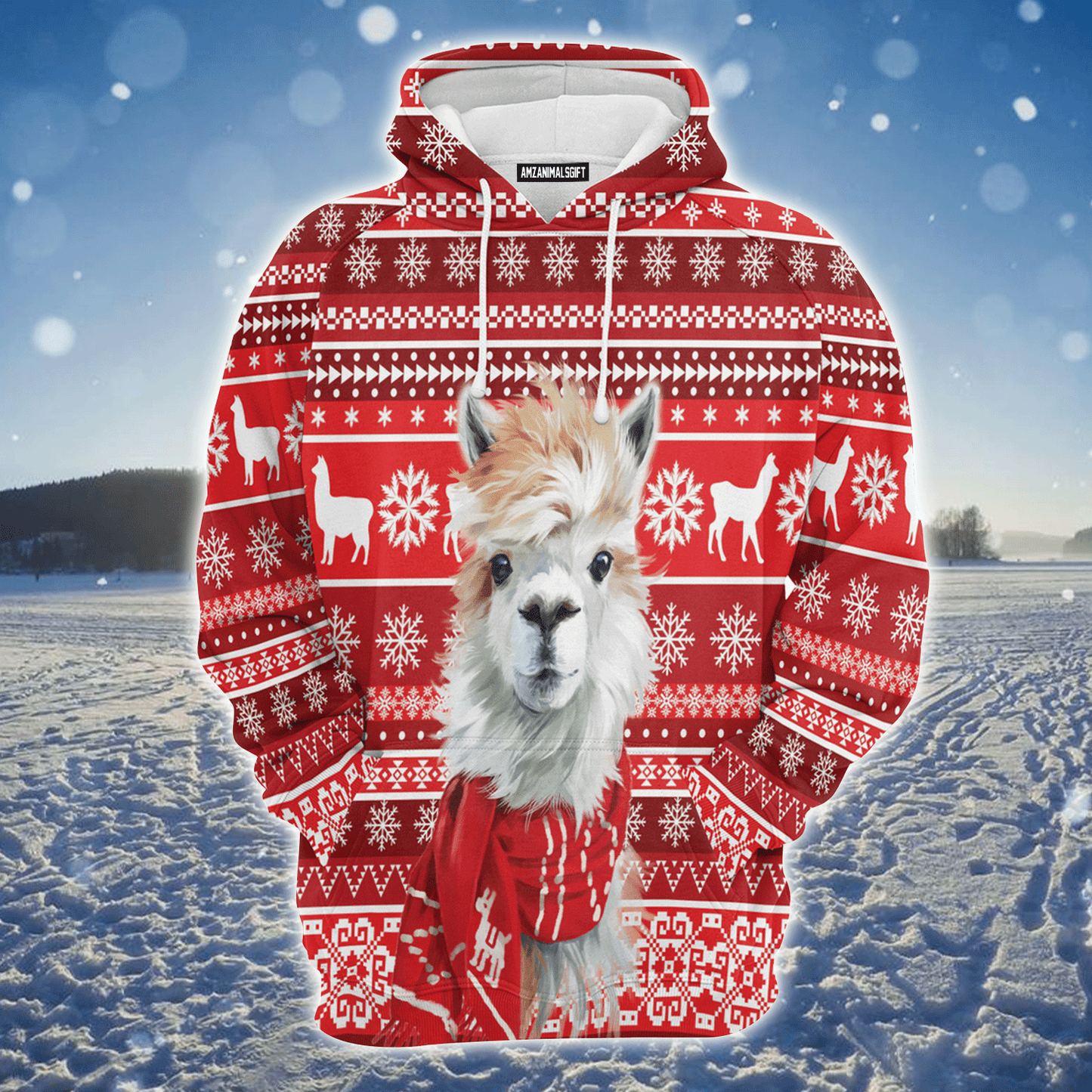Llama Premium Christmas Hoodie, Cute Festive Llama Unisex Hoodie For Men & Women - Perfect Gift For Christmas, Llama Lover