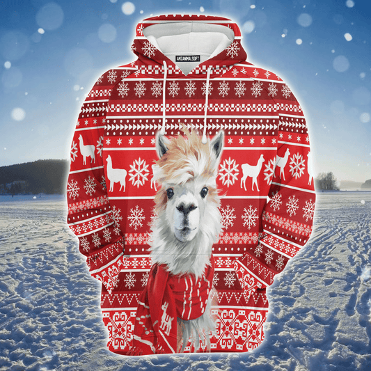 Llama Premium Christmas Hoodie, Cute Festive Llama Unisex Hoodie For Men & Women - Perfect Gift For Christmas, Llama Lover