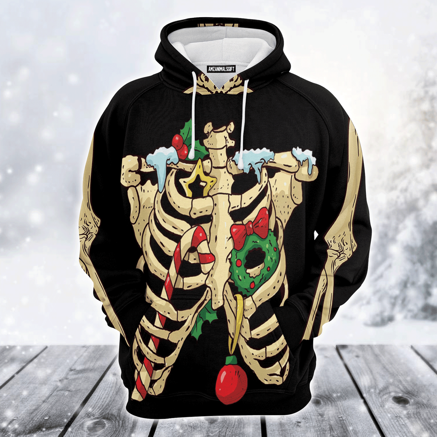 Skeleton Premium Christmas Hoodie, Skeleton Christmas Unisex Hoodie For Men & Women - Perfect Gift For Christmas, Family