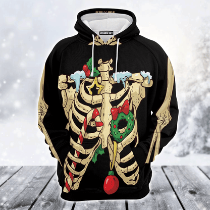 Skeleton Premium Christmas Hoodie, Skeleton Christmas Unisex Hoodie For Men & Women - Perfect Gift For Christmas, Family