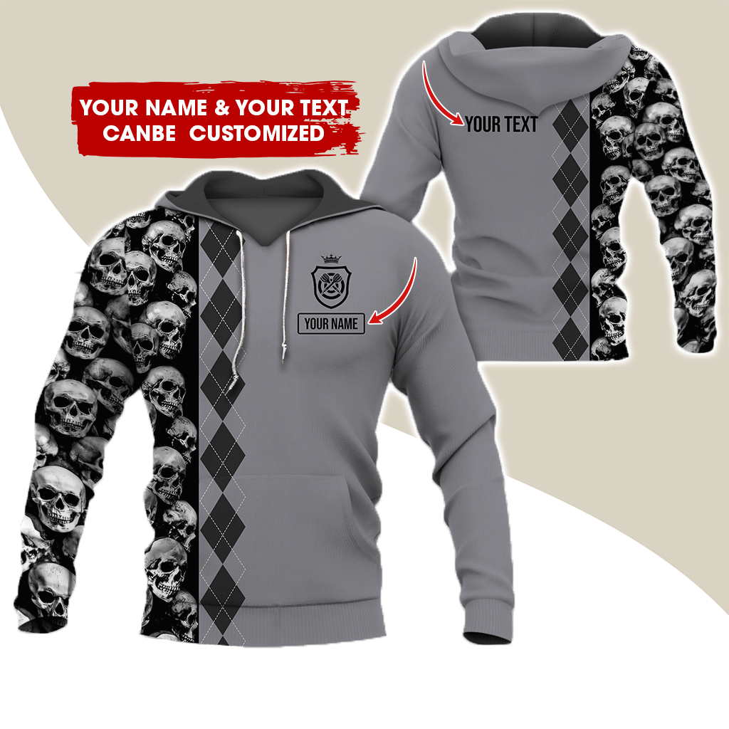 Customized Name Darts Premium Hoodie, Skulls & Rhombus Pattern Hoodie For Men & Women, Custom Your Shirts - Gift For Darts Lovers, Friend, Family