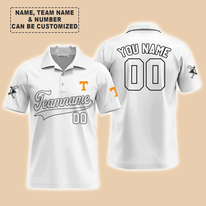 Customized Baseball Men Polo Shirt, Indiana Baseball Logo White Custom Polo Shirt - Perfect Polo Shirt For Men, Baseball Lovers