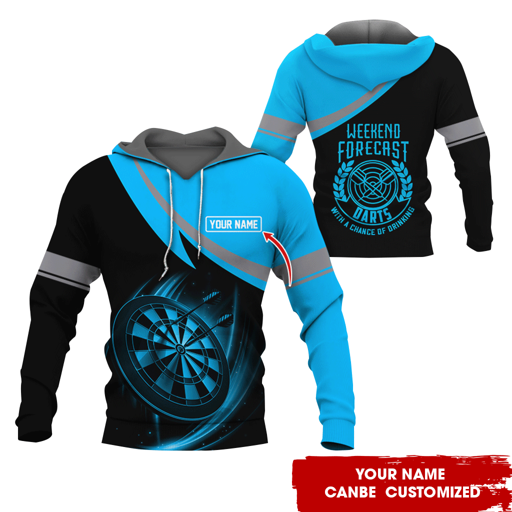 Customized Name Darts Premium Hoodie, Weekend Forrecast Darts Black Hoodie, Perfect Gift For Darts Lovers, Friend, Family