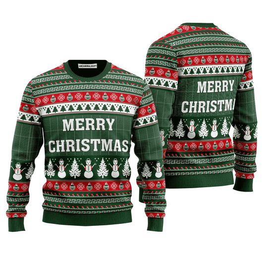 Snowman & Pine Tree Sweater Christmas Pattern, Ugly Sweater For Men & Women, Perfect Outfit For Christmas New Year Autumn Winter