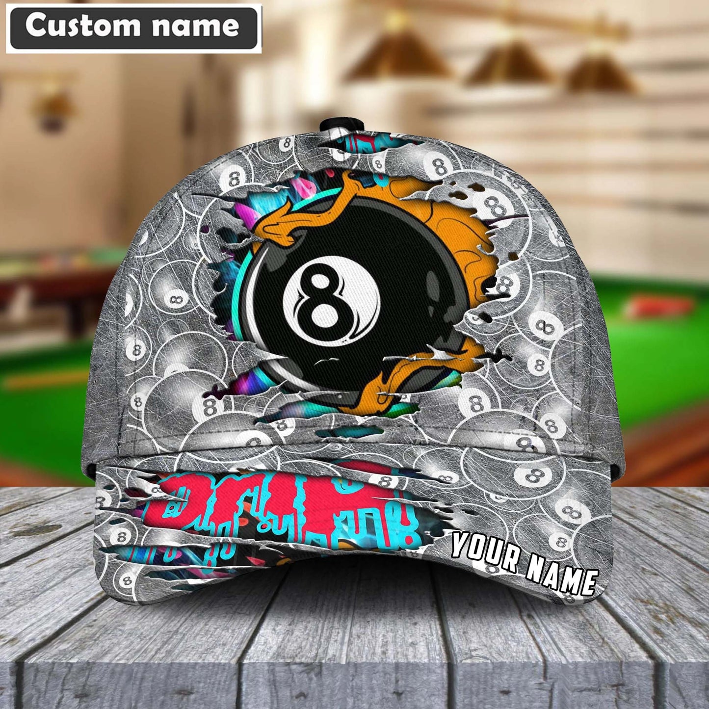 Customized Billiard Cap, Billiard Pools Drip and Drop Ball Personalized Name Hats, Best Billiard Pool Hat For Billiard Players