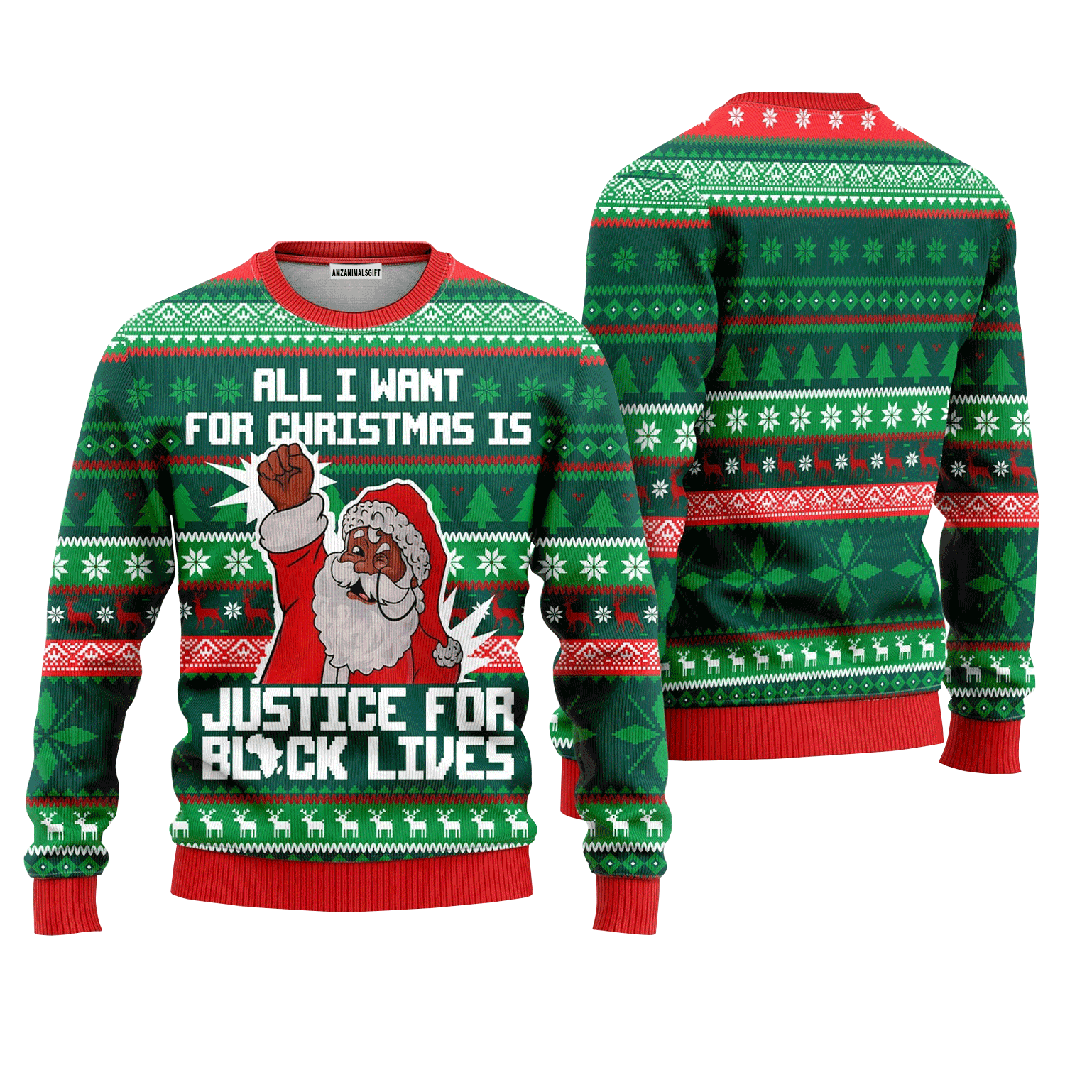 Black Santa Sweater Justice for Black Lives, Ugly Christmas Sweater For Men & Women, Perfect Outfit For Christmas New Year Autumn Winter