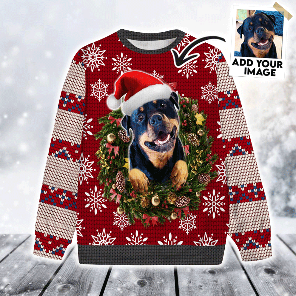 Custom Pet Sweater - Personalized Dog Photo Sweater, Funny Laurel Wreath Berry Color, Perfect Gift For Dog Lovers, Friend, Family