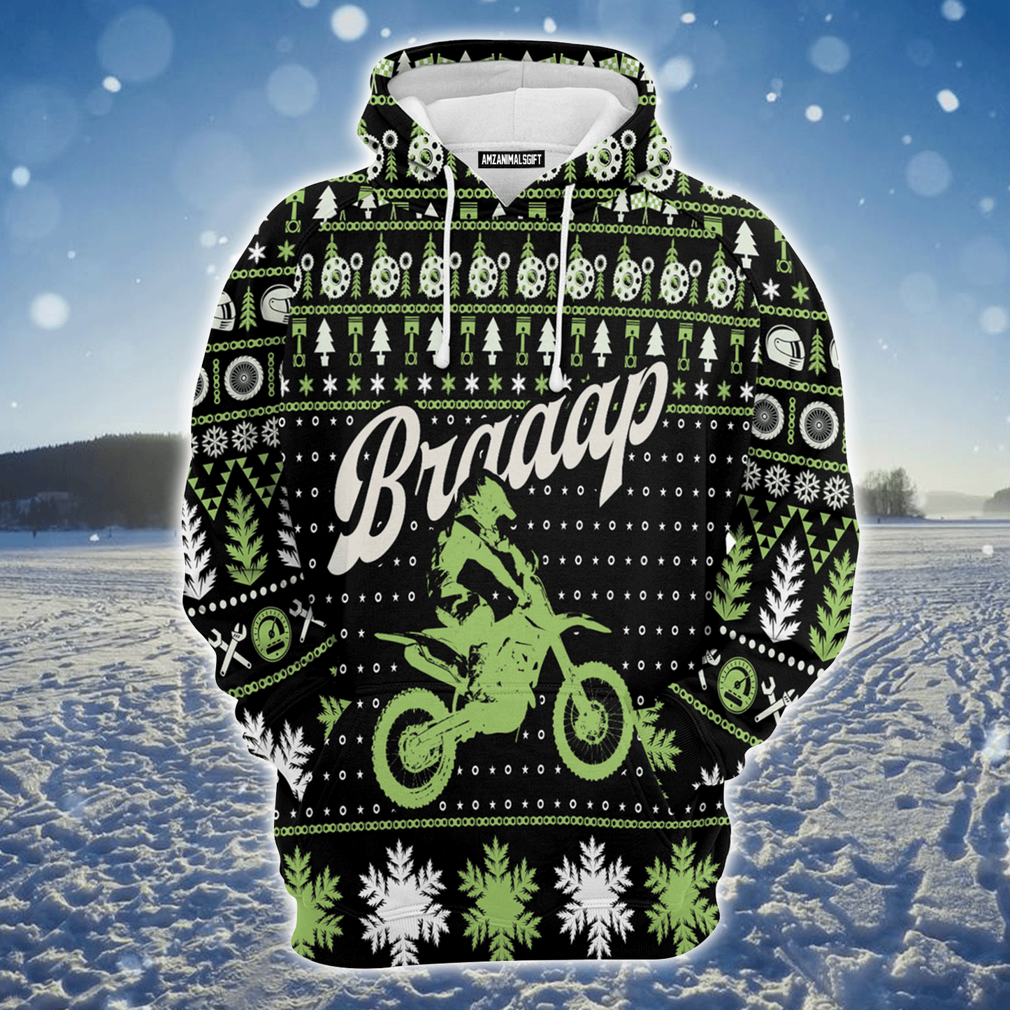Motorcycle Racing Premium Christmas Hoodie, Braaap Moto Unisex Hoodie For Men & Women - Perfect Gift For Christmas, Racing Lover