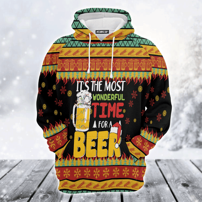 Beer Xmas Premium Christmas Hoodie, It's The Most Wonderful Time For A Beer Unisex Hoodie For Men & Women - Perfect Gift For Christmas, Beer Lovers