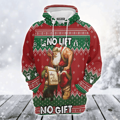 Santa Gym Premium Christmas Hoodie, No Lift No Gift Christmas Unisex Hoodie For Men & Women - Perfect Gift For Christmas, Family, Gymer
