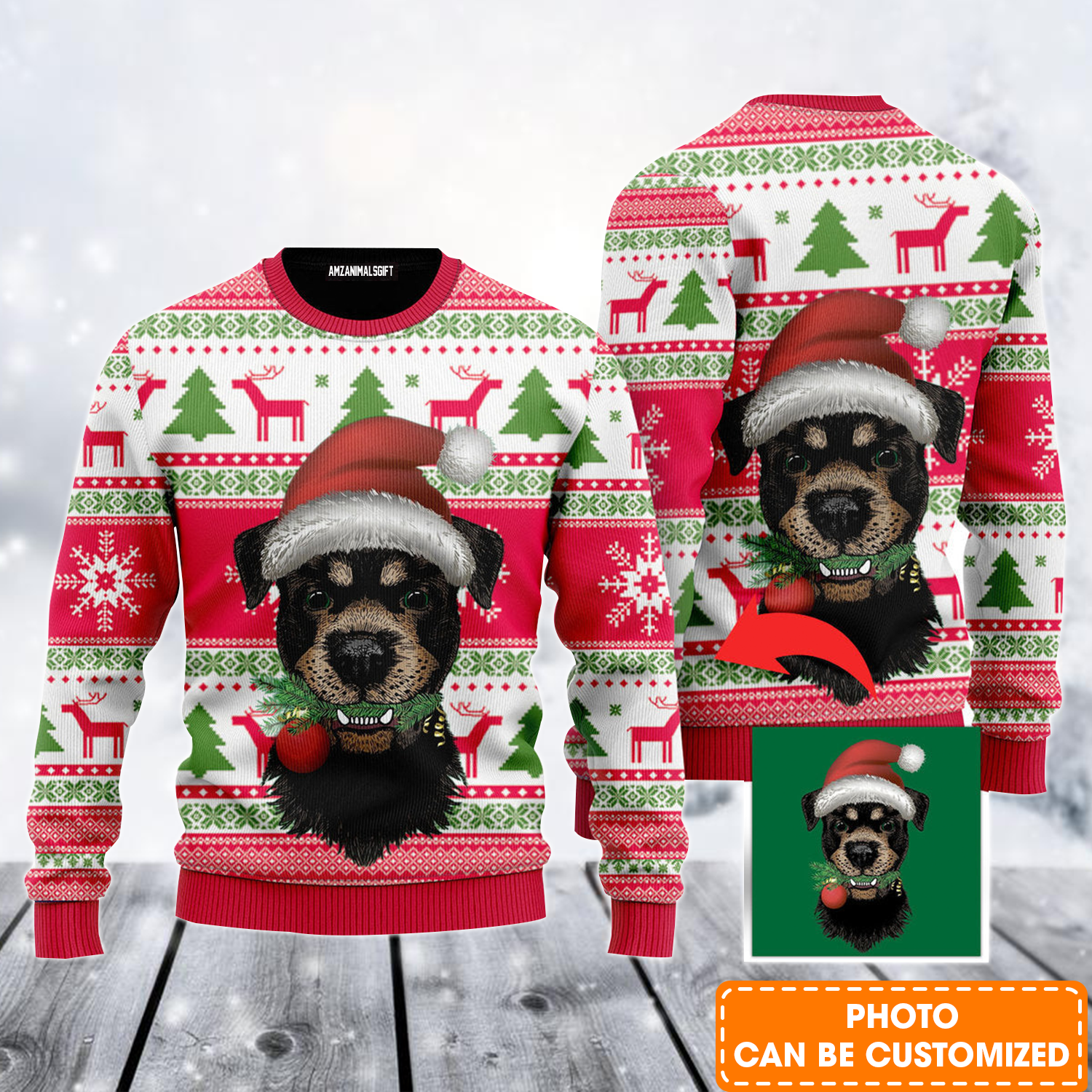 Personalized Photo Ugly Sweater, Vintage Christmas Pattern Ugly Sweater For Men & Women, Perfect Gift For Christmas, Friends, Family