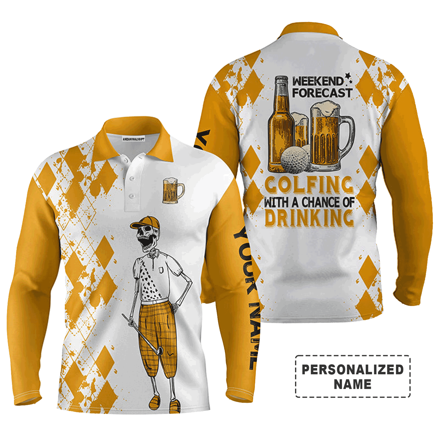 Men Golf Polo Shirt - Golf Beer, Weekend Forecast Golfing With A Chance Of Drinking Golf Men Polo Shirt - Perfect Polo Shirt For Men, Golfers