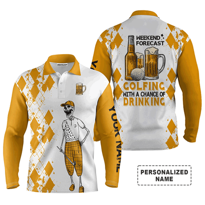 Men Golf Polo Shirt - Golf Beer, Weekend Forecast Golfing With A Chance Of Drinking Golf Men Polo Shirt - Perfect Polo Shirt For Men, Golfers
