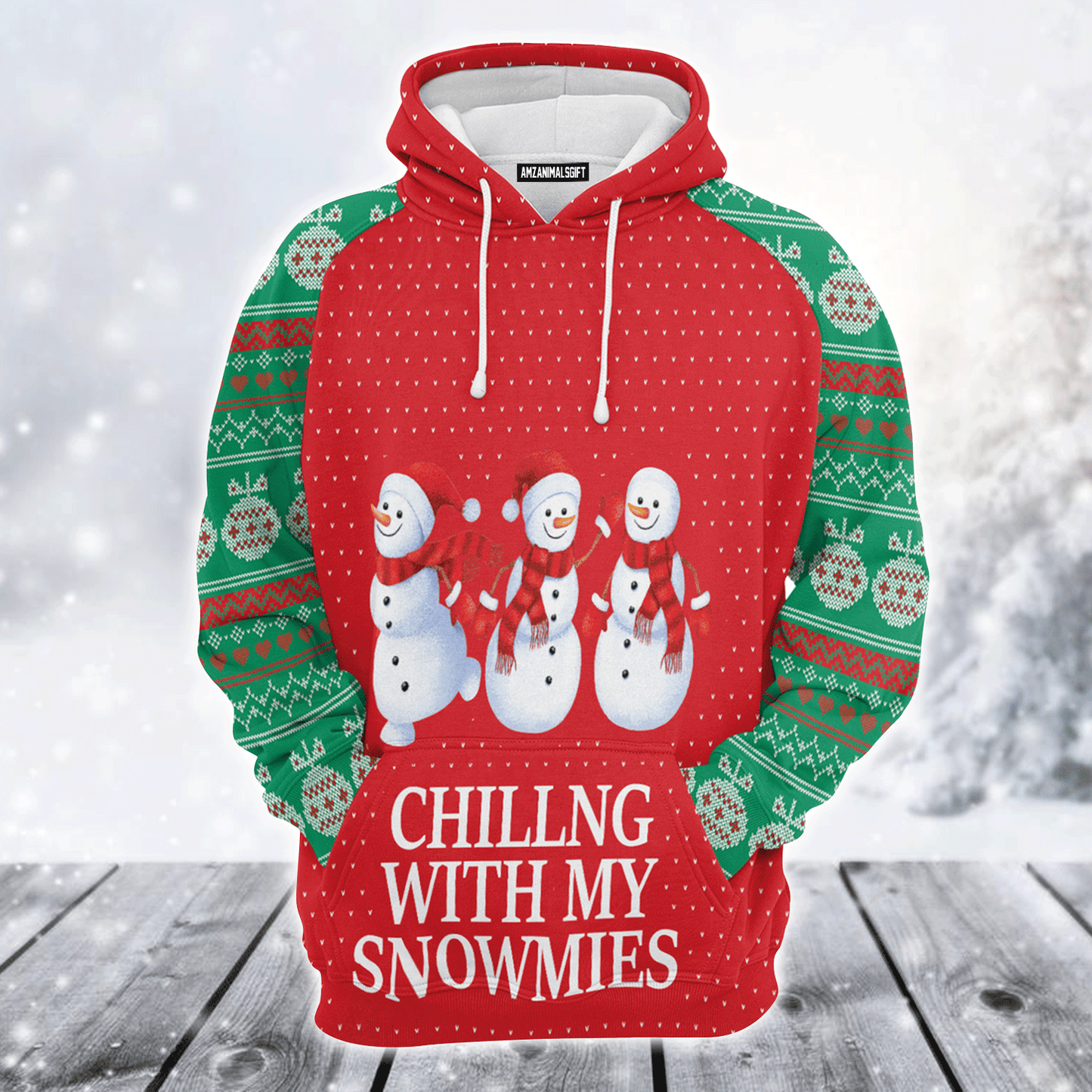 Snowmies Premium Christmas Hoodie, Chilling With My Snowmies Christmas Unisex Hoodie For Men & Women - Perfect Gift For Christmas, Family