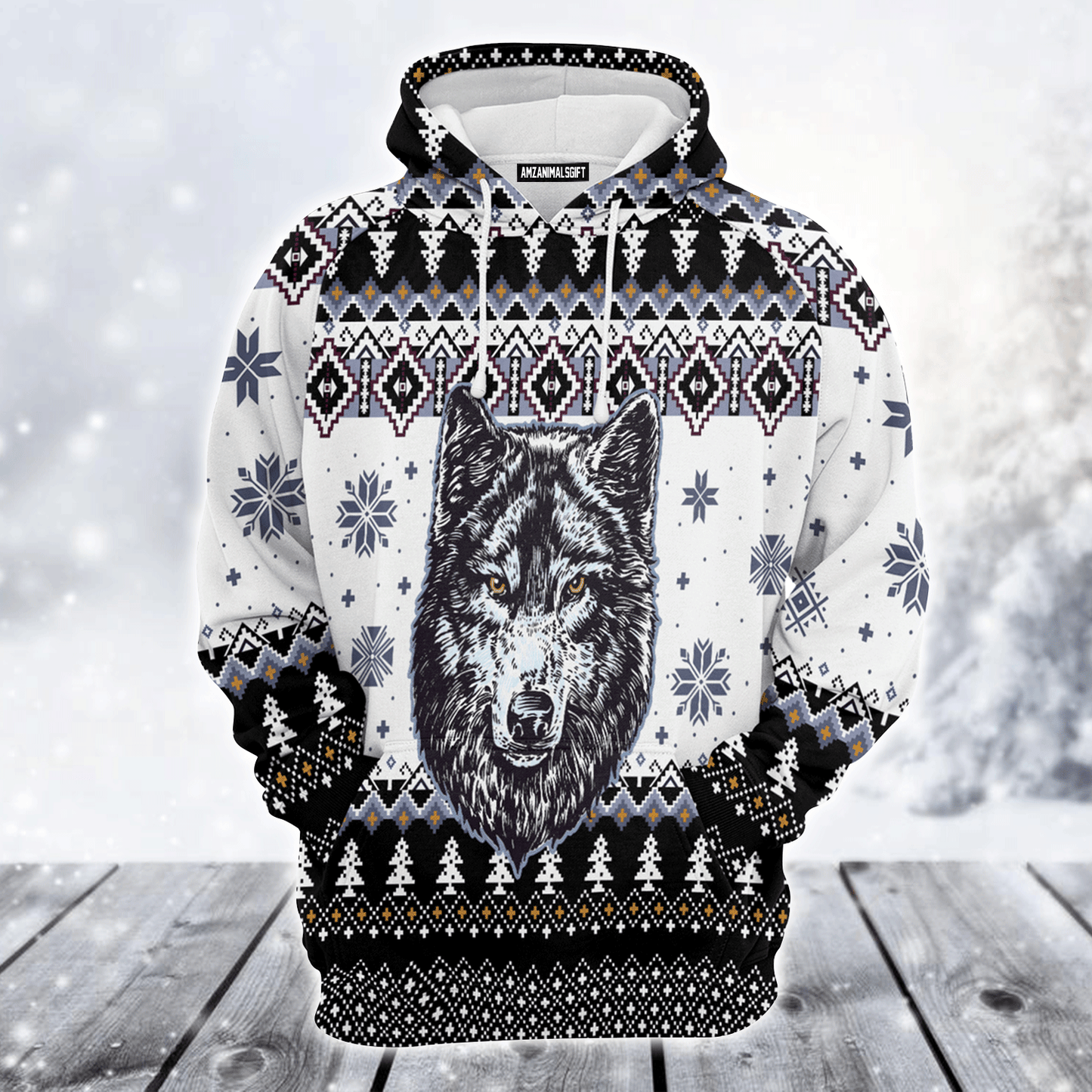 Wolf Premium Christmas Hoodie, Awesome Wolf Christmas Unisex Hoodie For Men & Women - Perfect Gift For Christmas, Wolf Lover