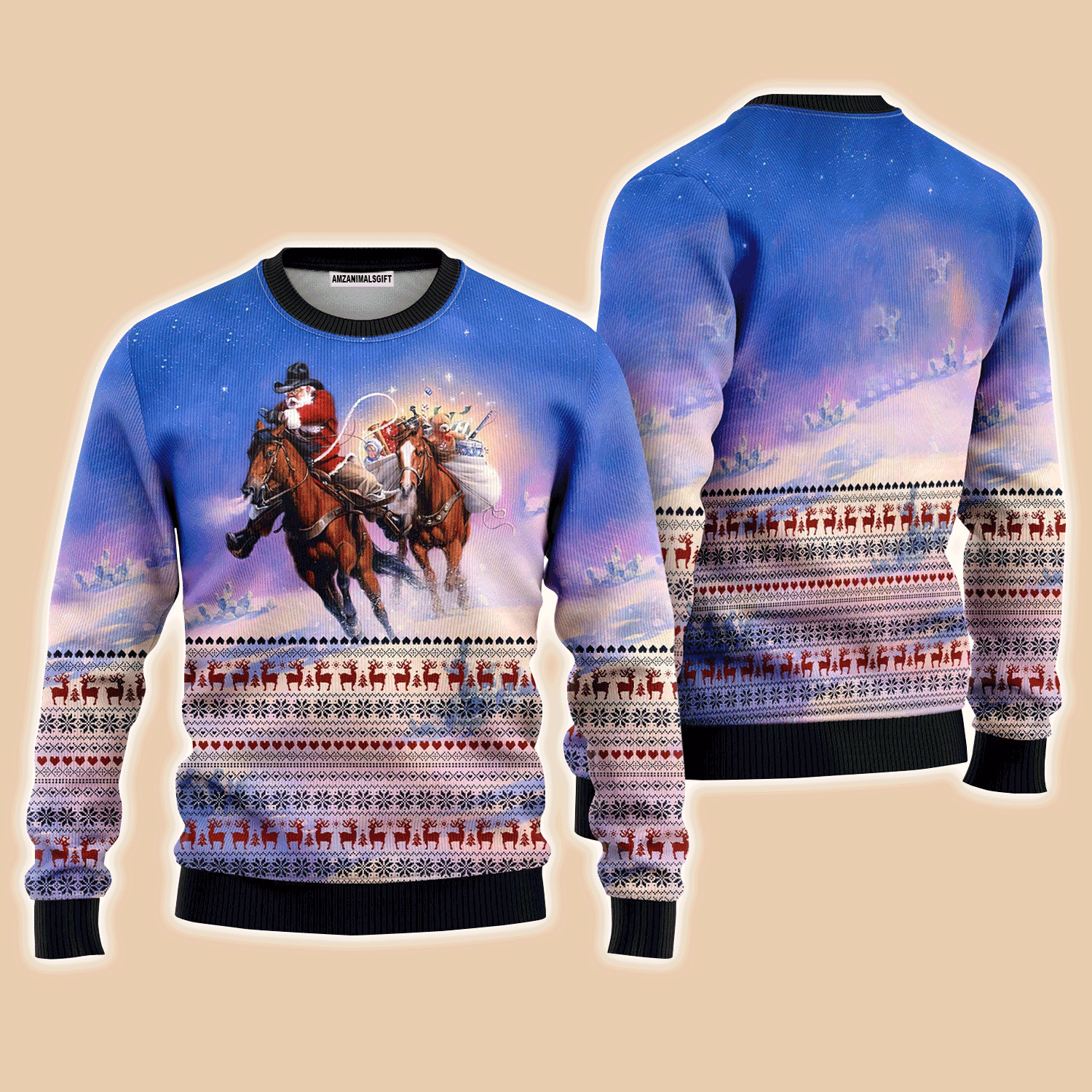 Cowboy Santa Claus Sweater, Ugly Sweater For Men & Women, Perfect Outfit For Christmas New Year Autumn Winter