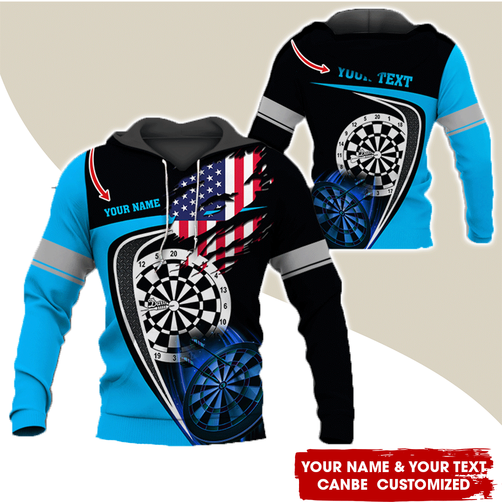 Customized American Flag Darts Premium Hoodie, Personalized Name & Text Darts Premium Hoodie, Perfect Gift For Darts Lovers, Friend, Family