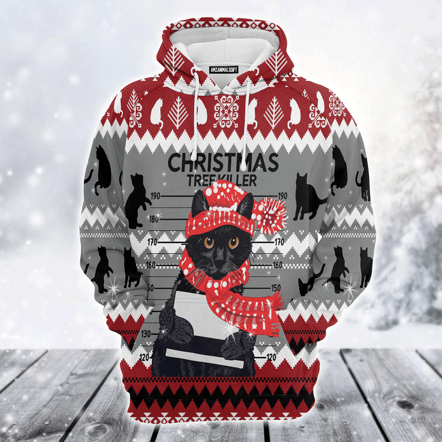 Black Cat Xmas Premium Christmas Hoodie, Black Cat Tree Killer Funny Unisex Hoodie For Men & Women - Perfect Gift For Christmas, Black Cat Lovers