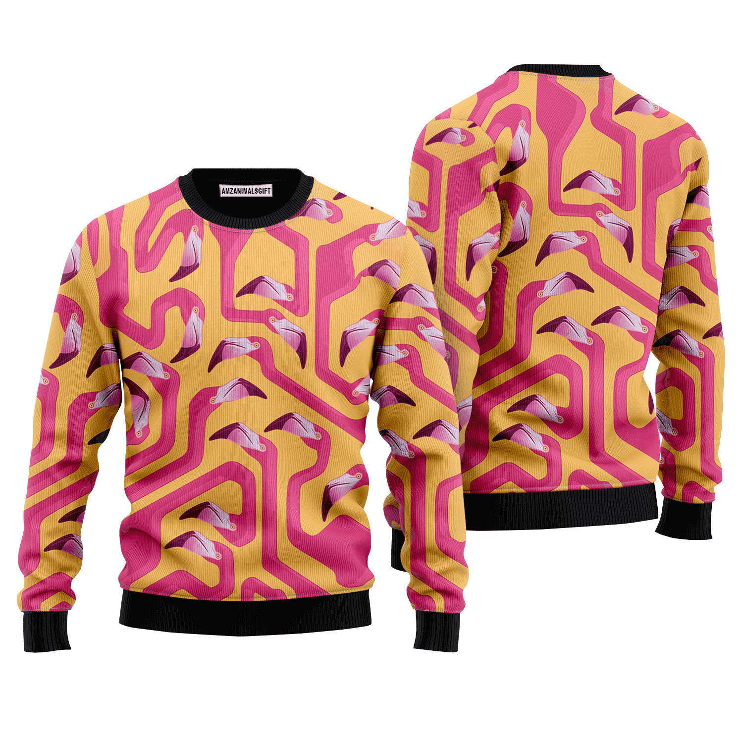 Flamingo long neck Pattern Sweater, Ugly Sweater For Men & Women, Perfect Outfit For Christmas New Year Autumn Winter