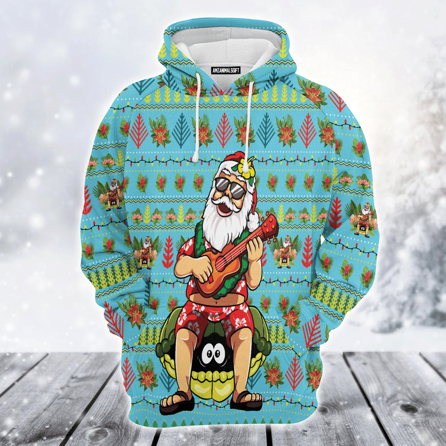 Hawaiian Santa Premium Christmas Hoodie, Hawaiian Santa Christmas Singing Unisex Hoodie For Men & Women - Perfect Gift For Christmas, Family