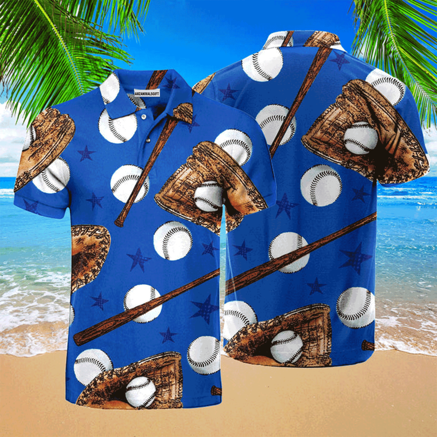 Baseball Men Polo Shirt, Baseball Lover Sport Royal Blue Polo Shirt For Men, Perfect Polo Shirt For Baseball Lovers