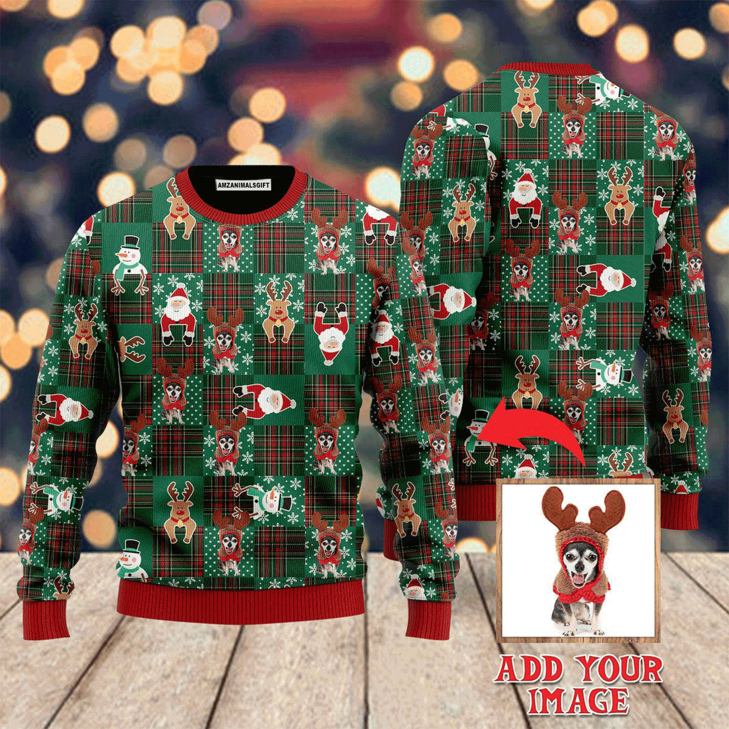 Custom Xmas Dog Santa And Deer Sweater, Ugly Sweater For Men & Women, Perfect Outfit For Christmas New Year Autumn Winter