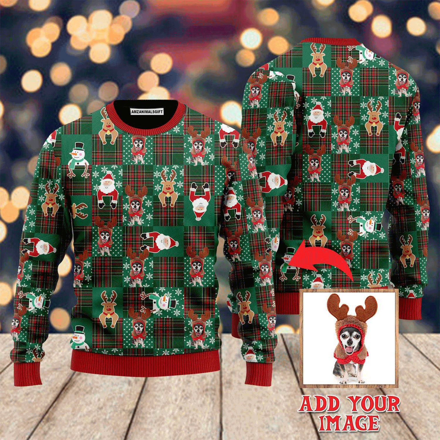 Custom Xmas Dog Santa And Deer Sweater, Ugly Sweater For Men & Women, Perfect Outfit For Christmas New Year Autumn Winter