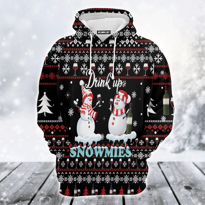 Snowman Premium Christmas Hoodie, Drink Up Snowmies Merry Christmas Unisex Hoodie For Men & Women - Perfect Gift For Christmas, Snowman Lovers