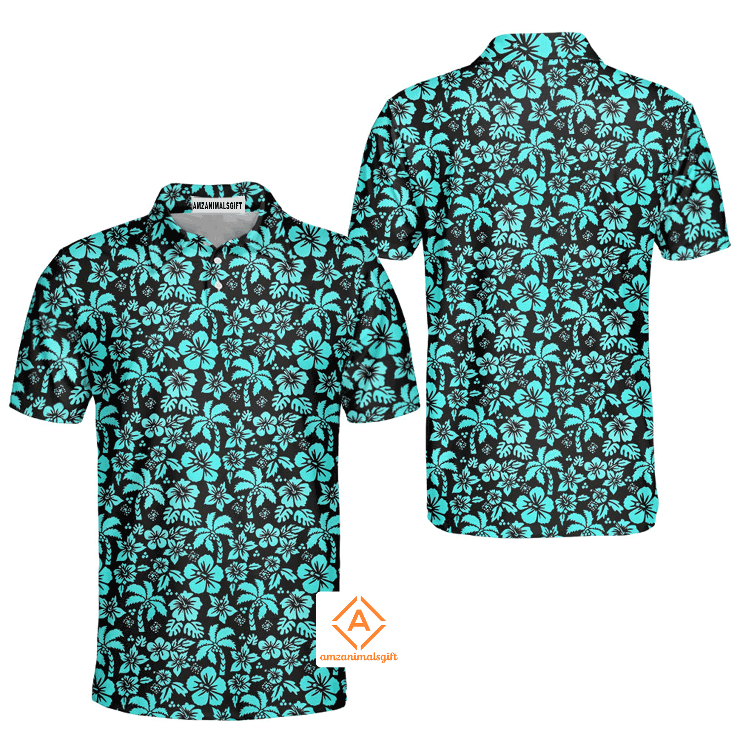 Tropical Men Polo Shirt, Tropical Hibiscus Polo Shirt For Men, Tropical Lovers