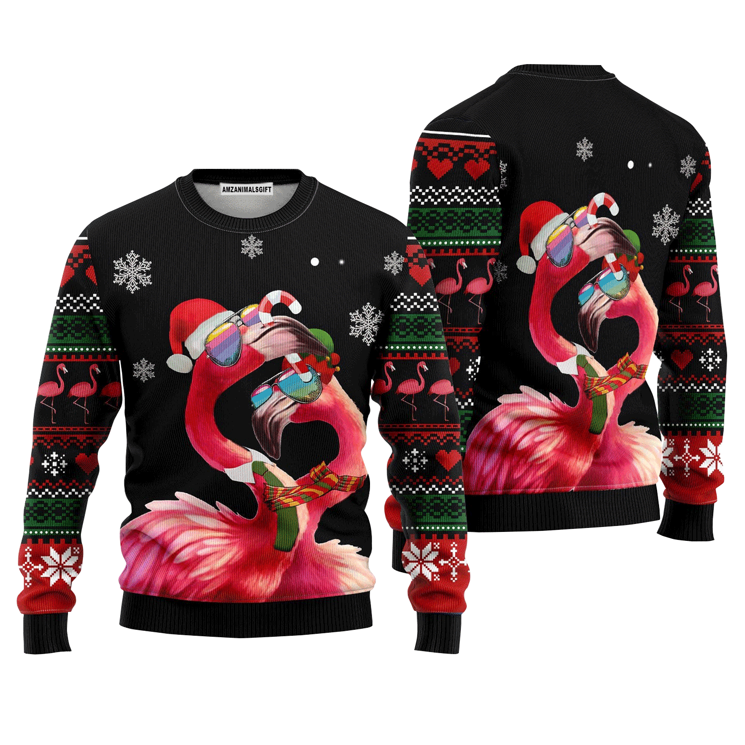 Flamingo Couple Sunglass Sweater, Ugly Sweater For Men & Women, Perfect Outfit For Christmas New Year Autumn Winter